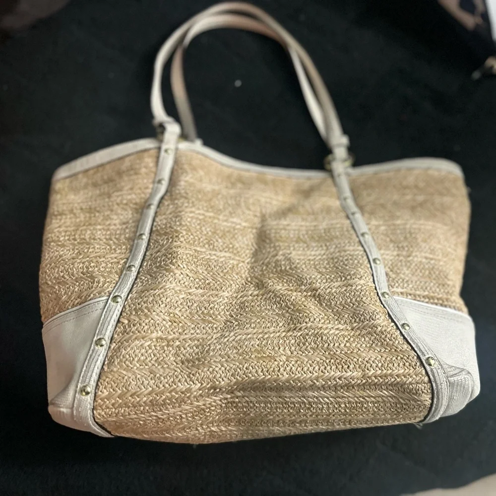 Coach Alexandra Python Straw Tote - Picture 9 of 13